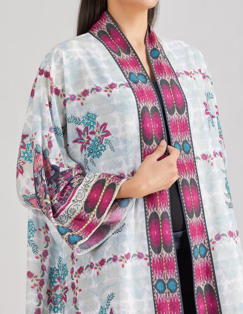 Multicolor Printed Kimono Cape