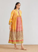 Yellow Hand Block Printed Dress
