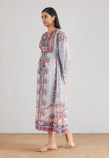 Multicolor Mid Calf Length Printed Dress