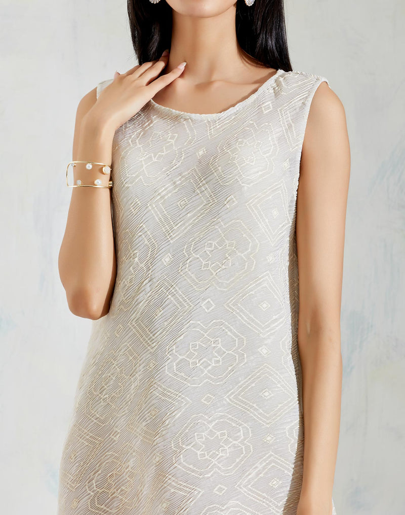 Ivory Crinkle Georgette Dress