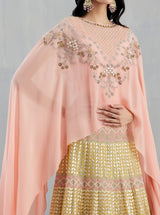 Peach and Yellow Cape with Skirt