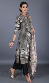 Black Cross Stitch Embroidered And Gota Work Kurta Set