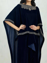 Navy Velvet Hand Embellished Cape