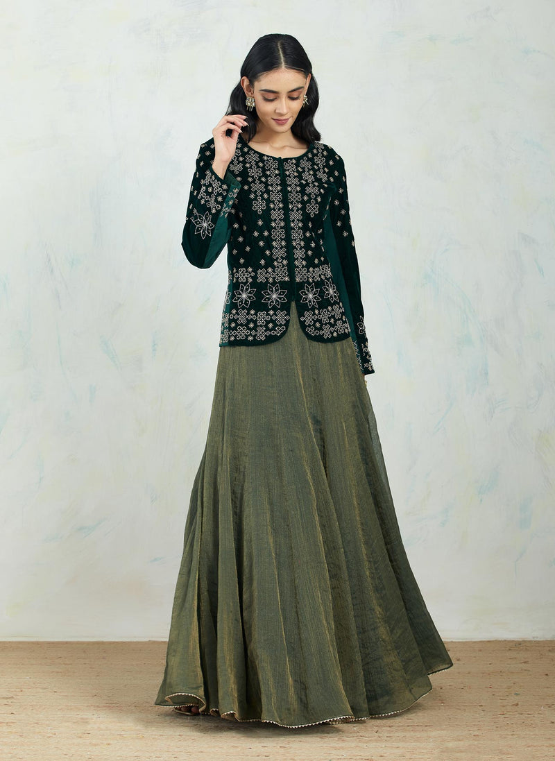 Emerald Green Embroidered Cape