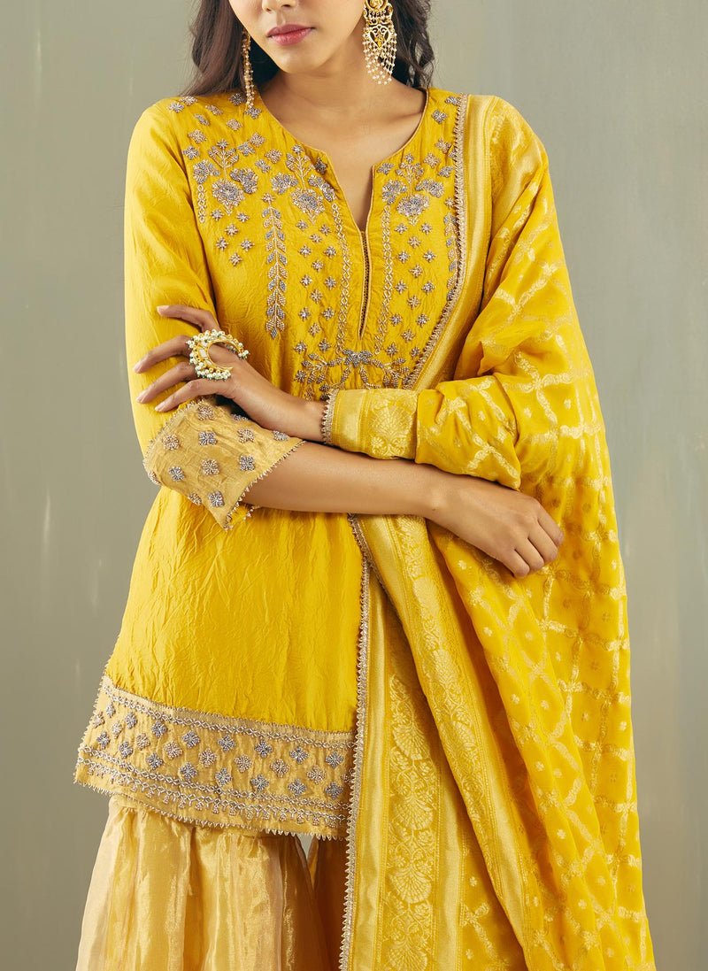 Yellow Kurti and Sharara with Dupatta