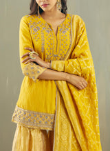 Yellow Kurti and Sharara with Dupatta