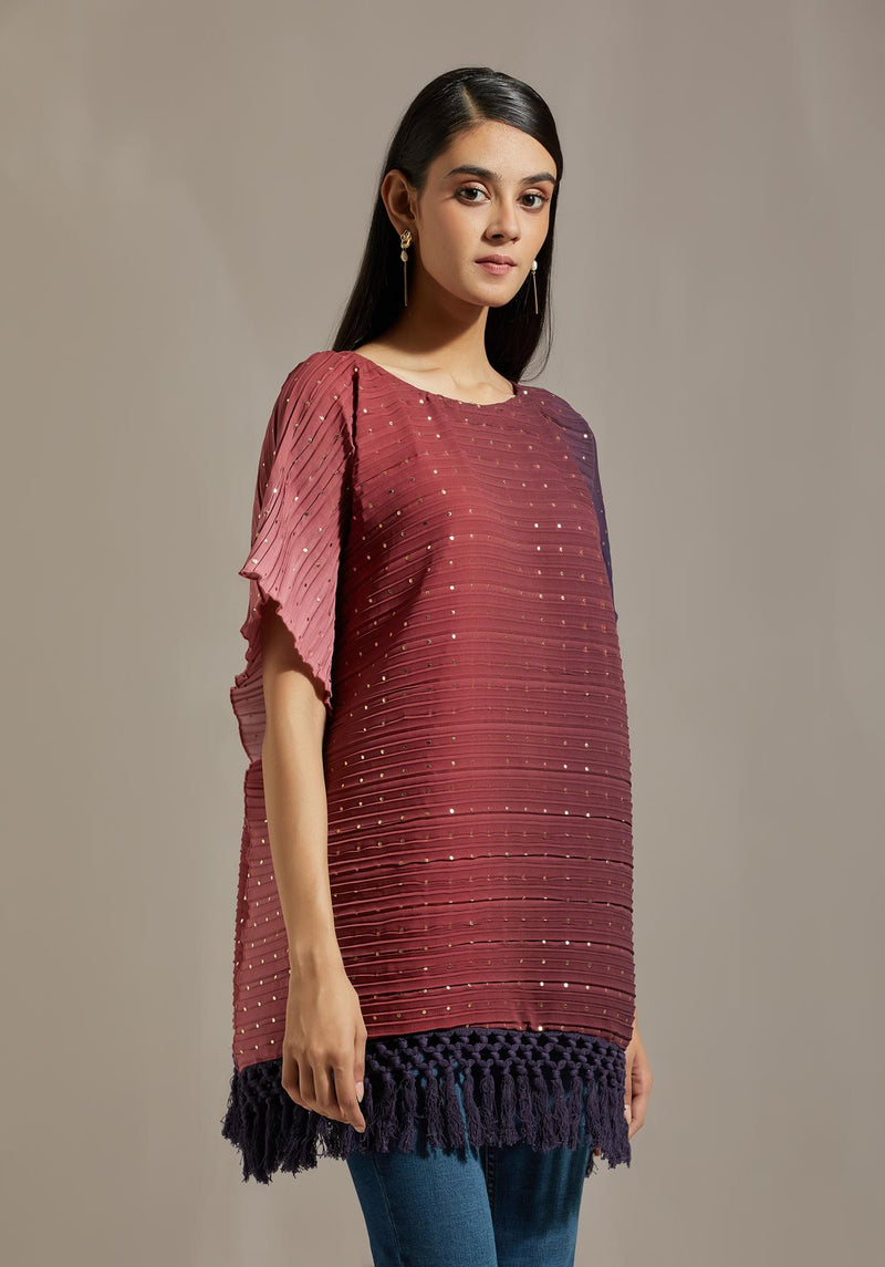 Wine Crinkle Poncho