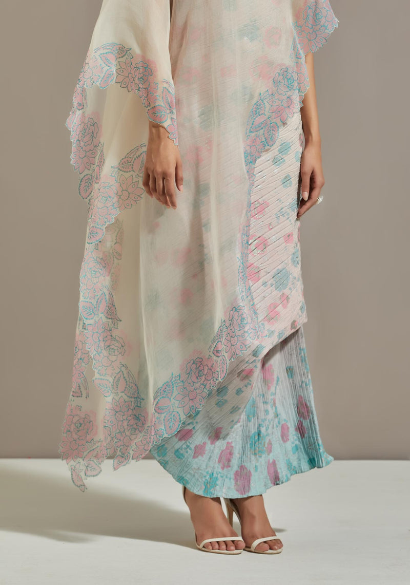 Powder Blue Organza Cape With Dress