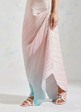 Aquatic Sage with Pink Shaded Crinkle Crepe Dress