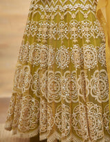 Yellow and Lime Embroidered Long Dress