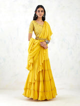 Yellow Saree Set with Hand Embroidery