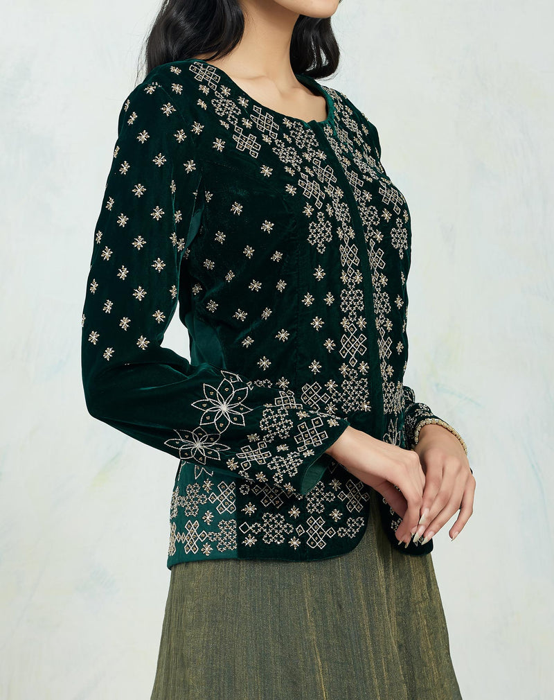 Emerald Green Embroidered Cape