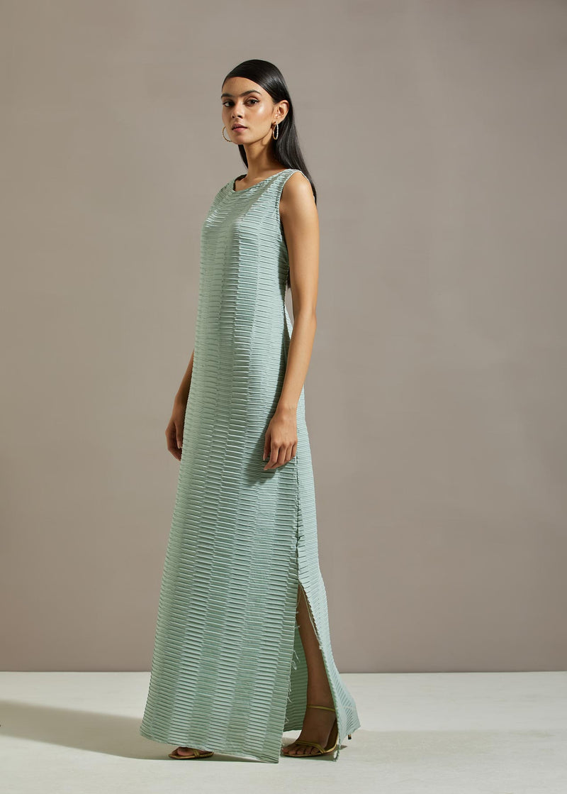 Powder Blue Organza Printed Cape With Dress