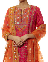 Pink And Orange Kurta Set