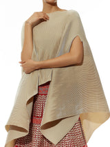 Beige and Red Cape with Skirt with Gota Patti and Cross Stitch Embroidery