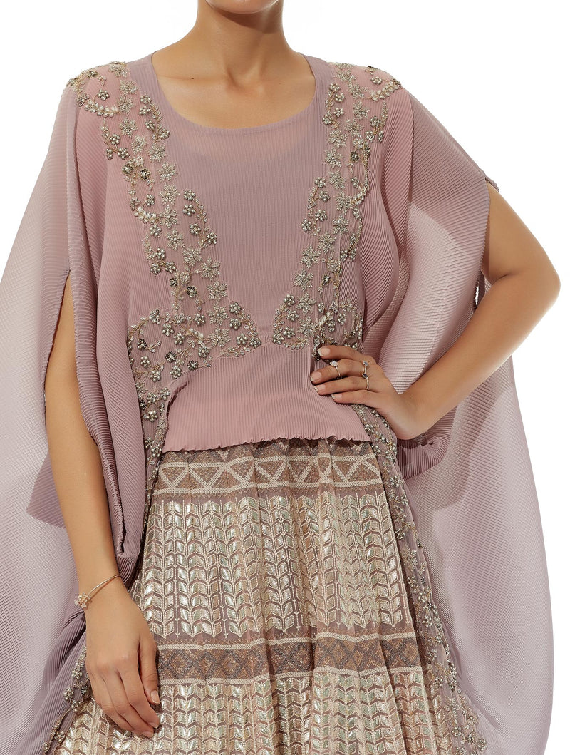 Nude Pink and Grey Poncho with Dress
