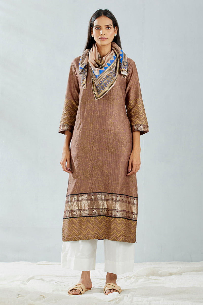 Brown Tunic With Pant And Stole