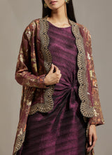 Wine Tissue Cape With Dress