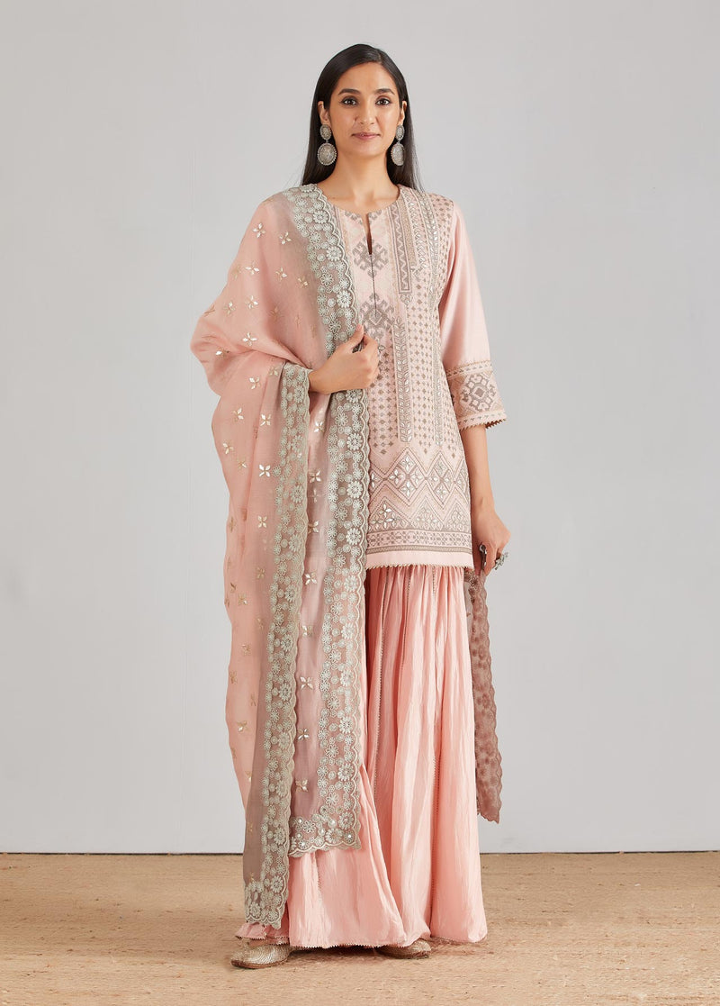 Pink Sharara with embrodiered Kurta and Gota Pati Dupatta