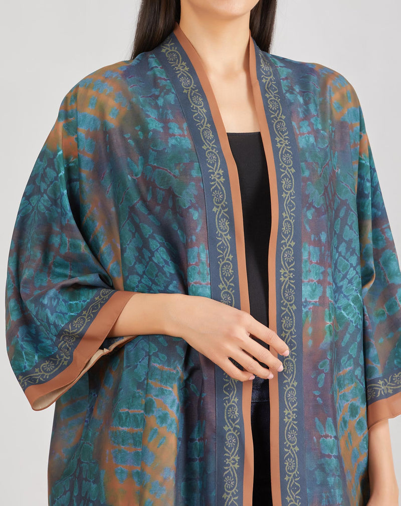 Multicolor Tie Dye printed Kimono Cape