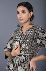 Black Cross Stitch Embroidered And Gota Work Kurta Set