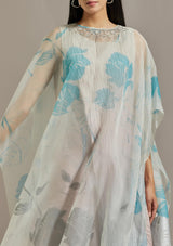 Off White Organza Cape With Dress