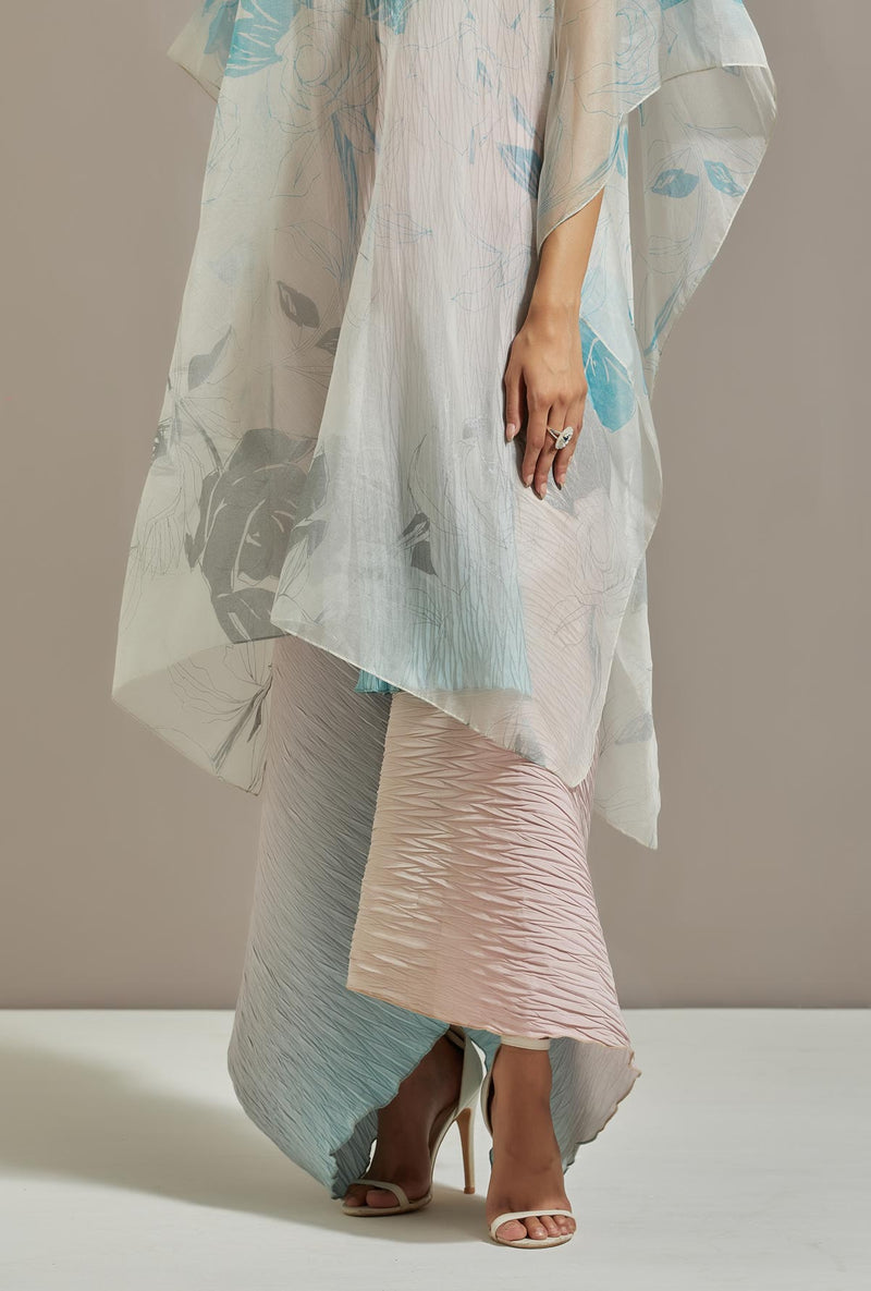 Off White Organza Cape With Dress