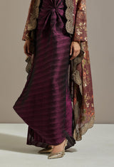 Wine Tissue Cape With Dress