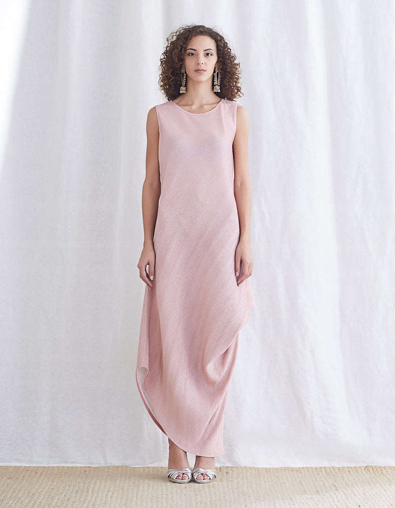 Pink Cowl Draped Dress