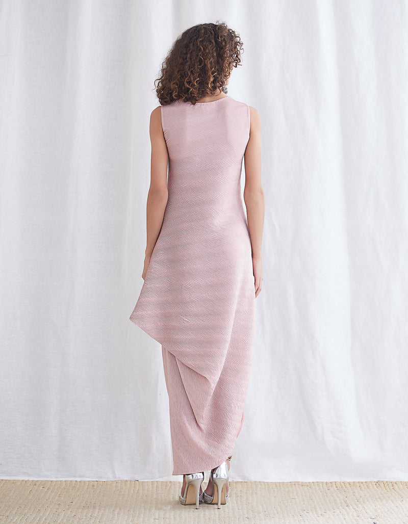 Pink Cowl Draped Dress