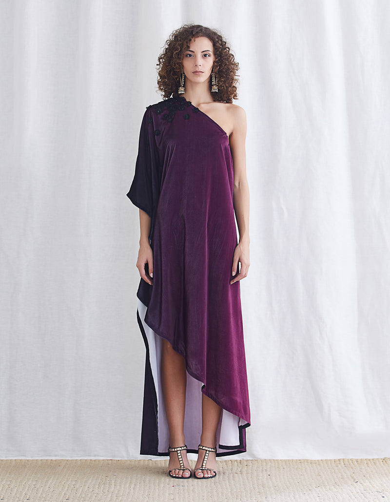 Burgundy One Shoulder Dress