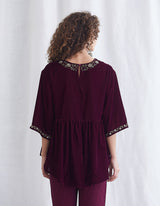 Burgundy Embroidered Cape