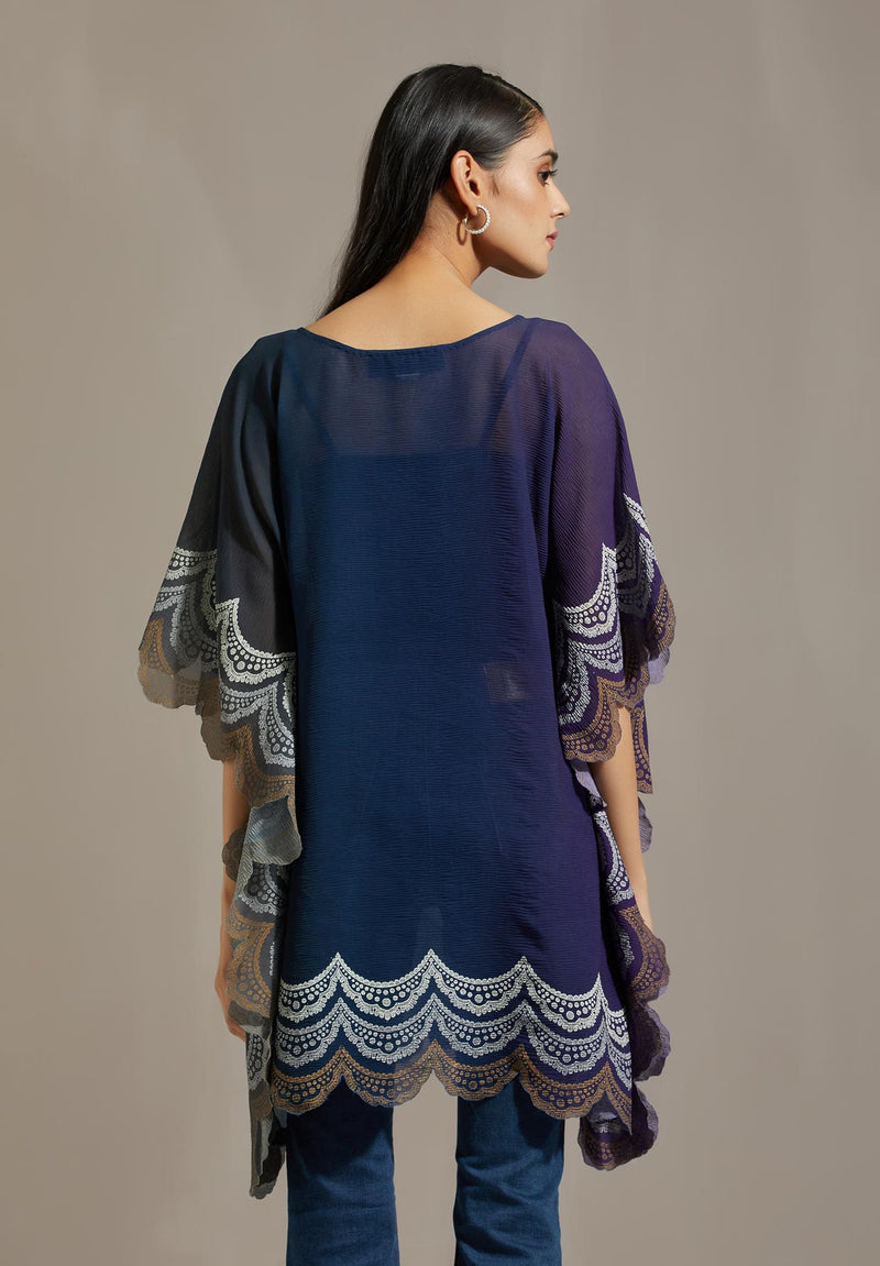 Blue Crinkle Poncho