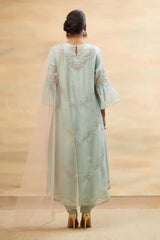 Mint Green Hand Embroidered Short Kurta Set