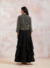 Black Chanderi Jacket With Skirt