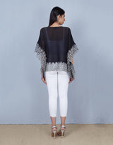 Black Crinkle Poncho Top