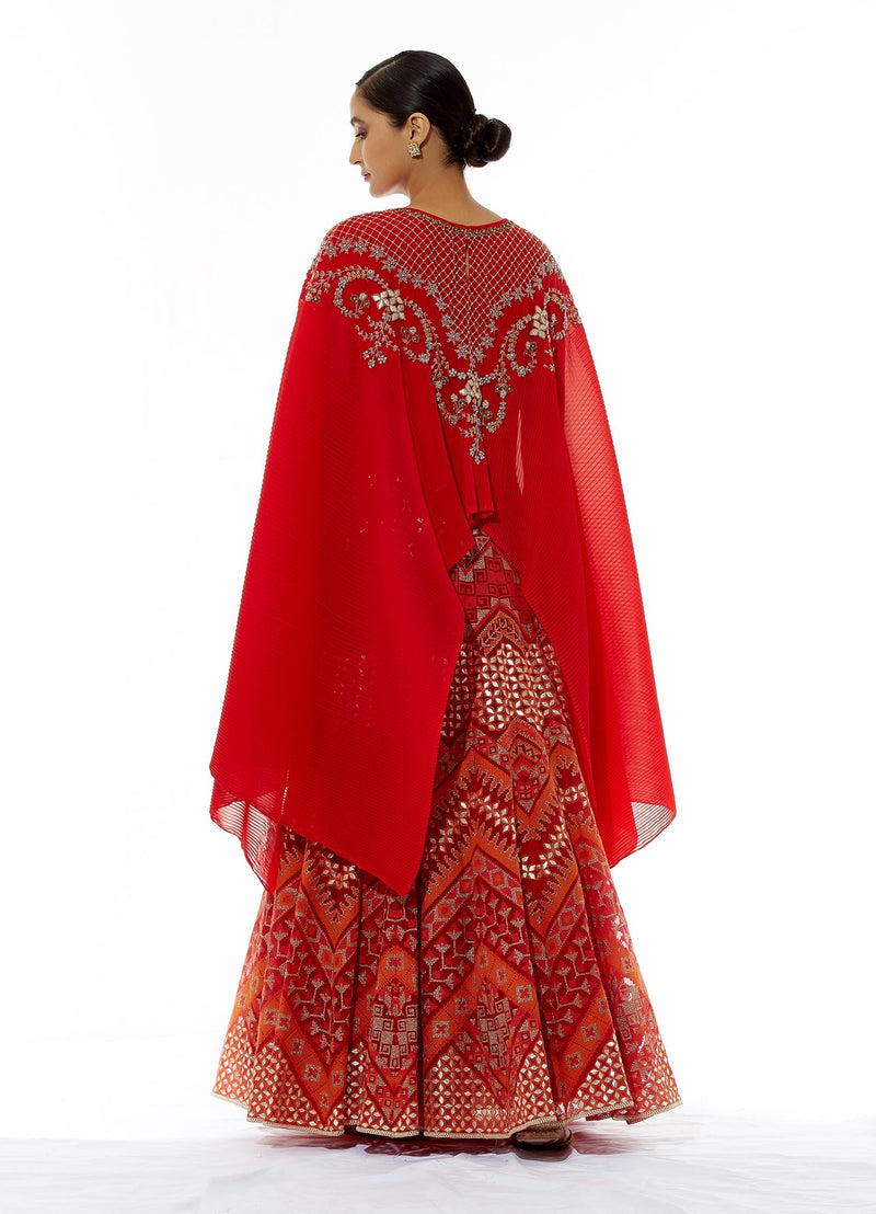 Red Cape and Skirt Set