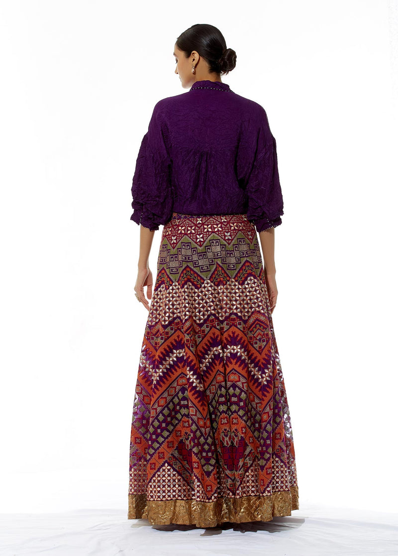 Purple Shirt and Lehenga Skirt
