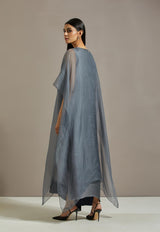 Blue Organza Cape With Dress