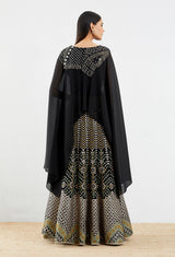 Black Velvet Dress Set in Gota Patti Embroidery