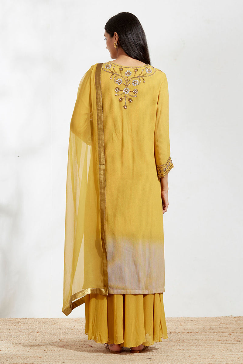 Ochre Georgette Kurta Set