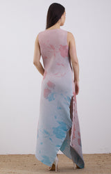 Peach And Blue Crinkle Dress