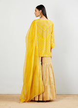 Yellow Silk Kurti Embellished With Bead Work