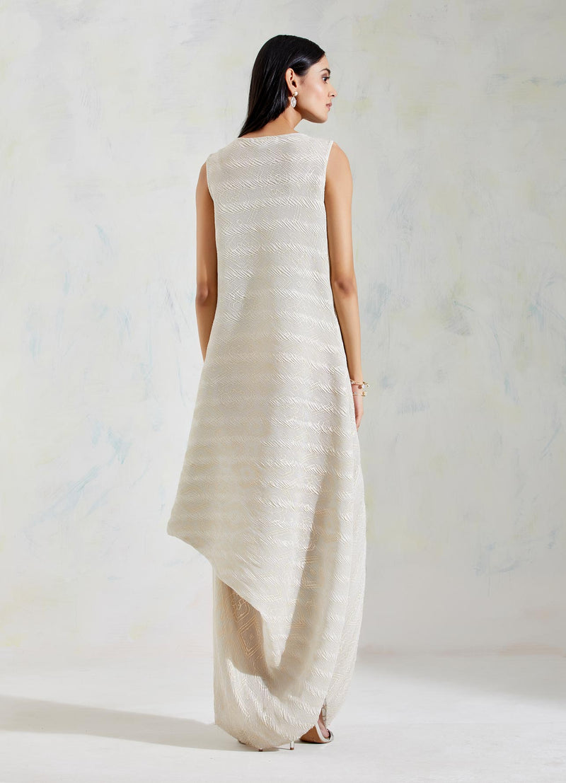 Ivory Crinkle Georgette Dress