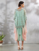 Green Chikan Kari Cape with Dress