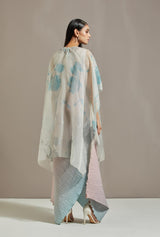 Off White Organza Cape With Dress