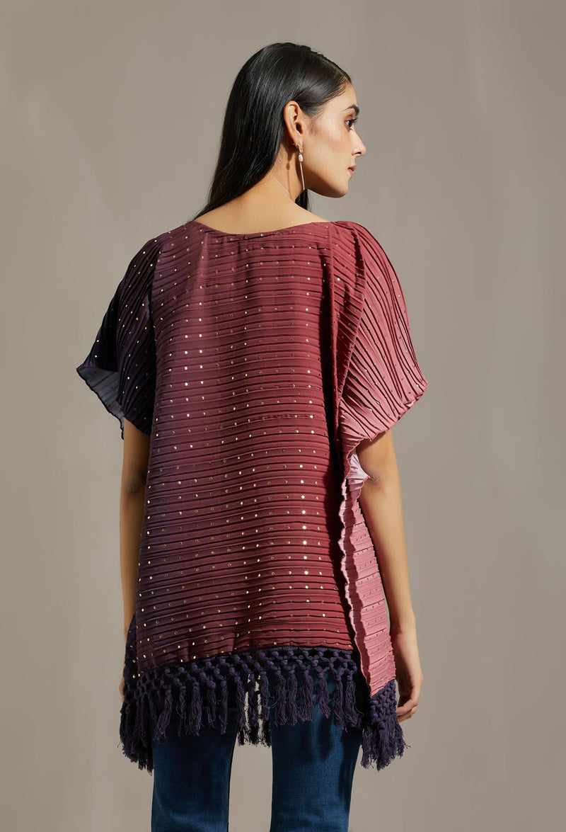 Wine Crinkle Poncho