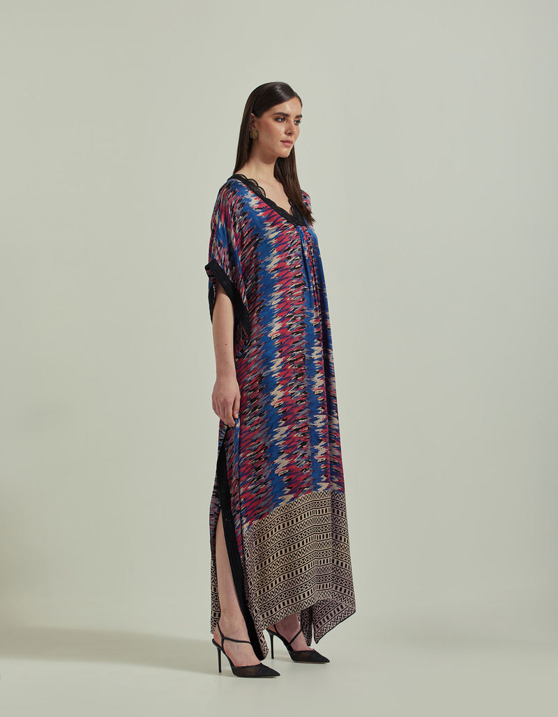 Hand Block Printed Multi Colour Kaftan Dress