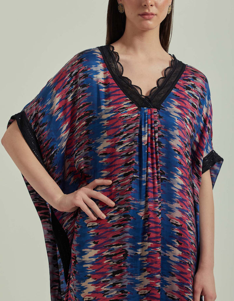 Hand Block Printed Multi Colour Kaftan Dress