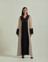Georgette Long Dress With Lurex Embroided Neck Line
